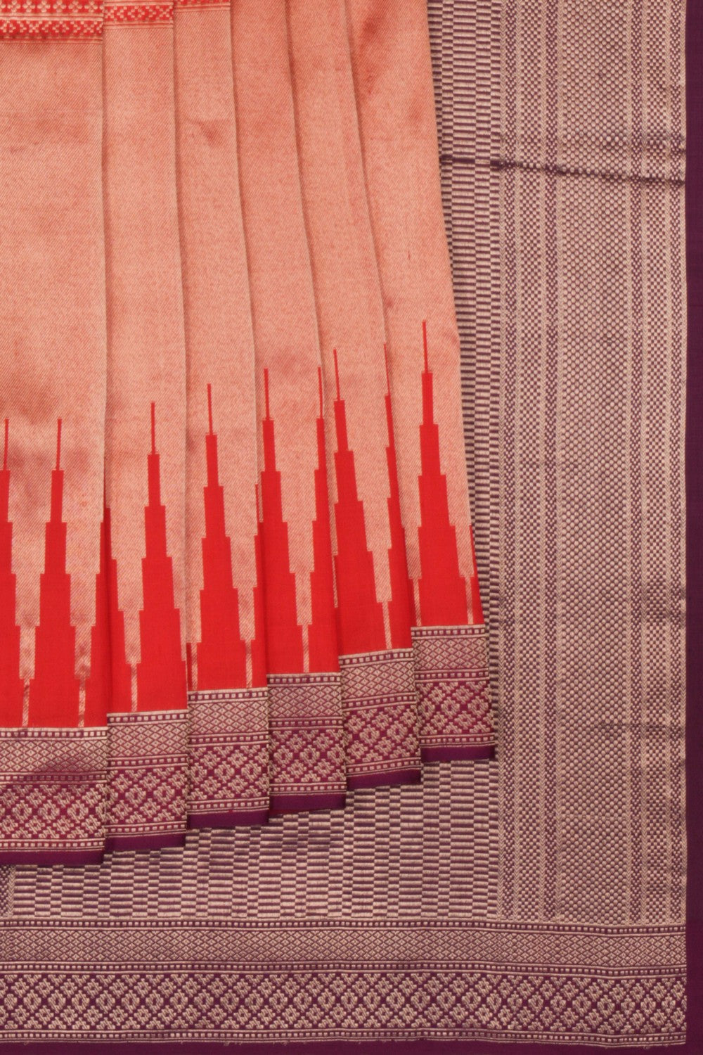 Image of Banarasi Silk Coral Red Saree